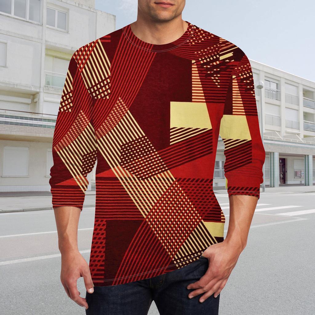 Муж. Футболка Круглый вырез Одежда Одежда На открытом воздухе Длинный рукав С принтом Модельер Винтаж