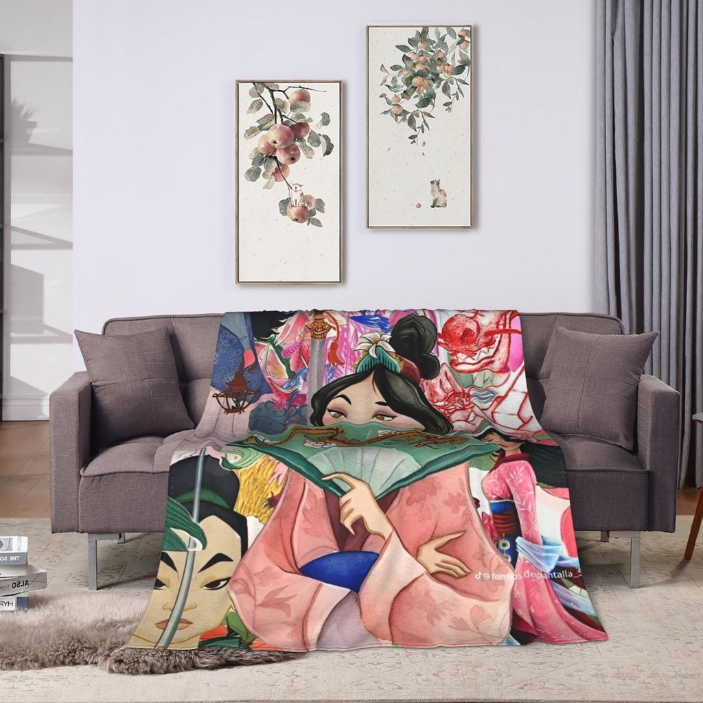 Mulan Cartoon Blankets Airplane Travel Flannel Throw Blanket For Outdoor Soft Warm Custom Quality Bedspread Birthday Gift