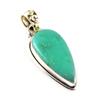 Natural Chrysoprase Gemstone 925 Sterling Silver Two Tone Pendant 1.5'' d7E19