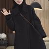 Korean Style Mid-length Sheep Wool Coat Small Loose Autumn and Winter Women's Long Woolen Coat