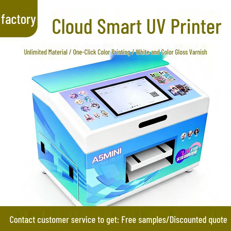 UV Flatbed Inkjet Printer for A5 Embossed Phone Cases, Metal, and PVC, with Cloud-Based Self-Service Order Taking and Scan Code Features