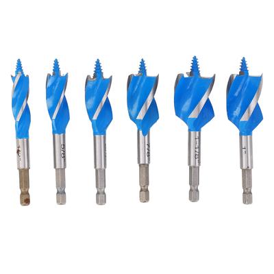 Набор шнековых сверл 6 шт. 12 дюймов 5/8 дюйма 3/4 дюйма 7/8 дюйма 1 дюйм 1-1/8 дюйма 4 флейты 4 паза хвостовик 1/4 дюйма дерево