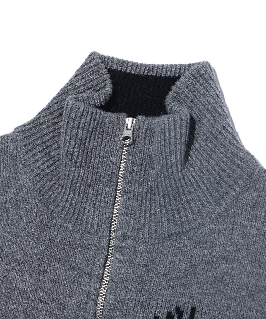 RAYFIKERS Wicked Smile High-Neck Knit Zip-Up Mq5Su509_Melange Grey