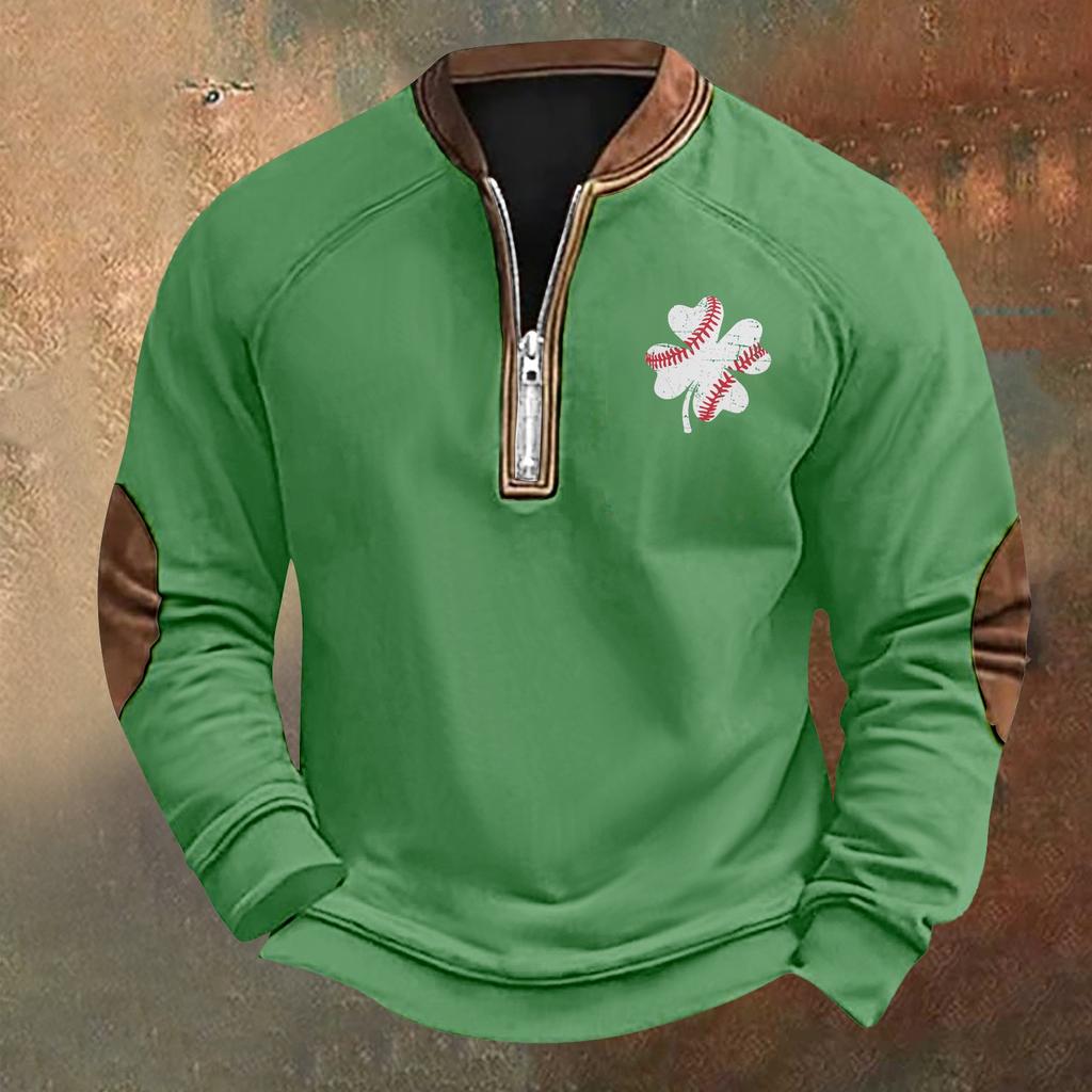 Men's St. Patrick's Day Vintage Casual Zip Sweatshirt Outdoor Casual Top