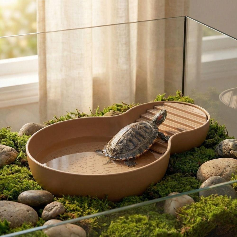 Wide Mouth Tortoise Food Bowl With Ramp Turtle Pond Landscaping Reptile Bathing Pool Habitat Decor