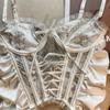 Sleeveless Satin Lace-up Corset Ruffle Slim Crop Tops Spicy Girl Style Suspender Vest  Travel