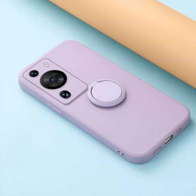 Сплошной цветной мягкий силиконовый чехол для телефона Huawei P60 Pro P50 P40 P30 P20 Lite с кольцом-подставкой и держателем для объектива камеры, защита задней панели