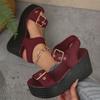 Toe Straw Woven Womens Peep Sandals Designed With Wedge Heel And Thick Platform Sole For Casual Daily Outdoor Wear