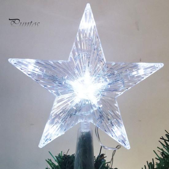 Рождественская елка Топпер Звезда со светодиодной подсветкой Креативная форма Plug-Play IP65 Водонепроницаемая светящаяся пятиконечная звезда Орнамент рождественской елки