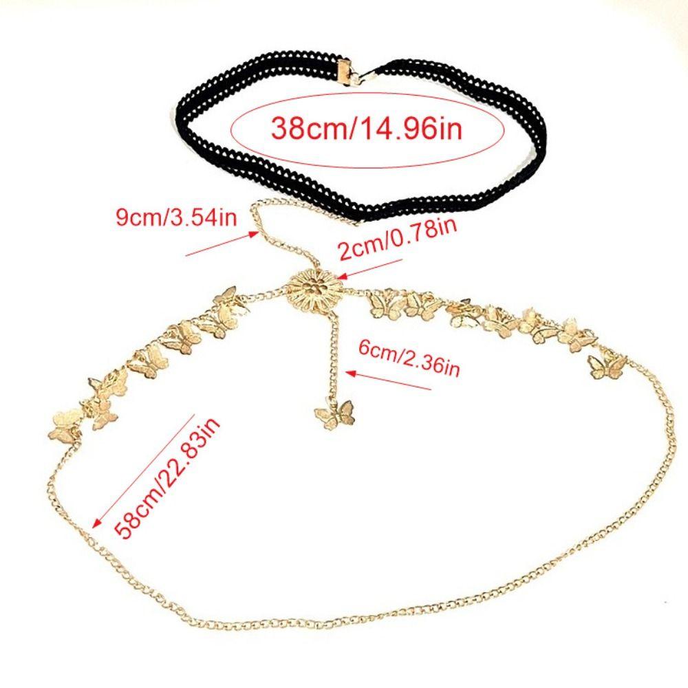 Геометрическая цепочка для тела на бедро с бабочкой, эластичная лента, цинк, сплав цинка, цепочка для ноги, цепочка для бедра, подарок на день рождения