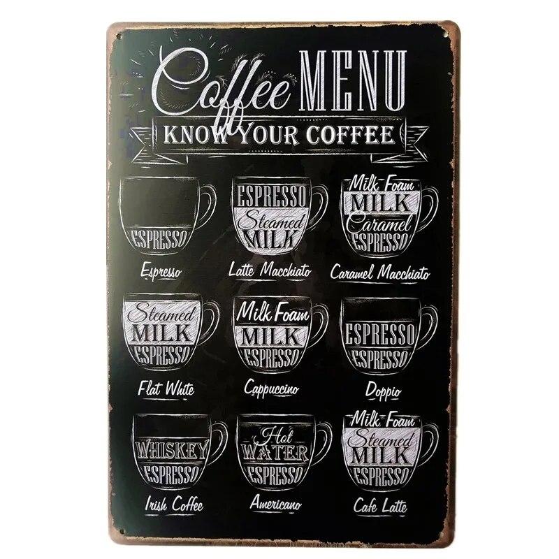 Vintage Metal Tin Signs Wall Decor Plaque Retro CafeArt Posters Kitchen Bar Pub Club Coffee Shop Plate Room Decoration