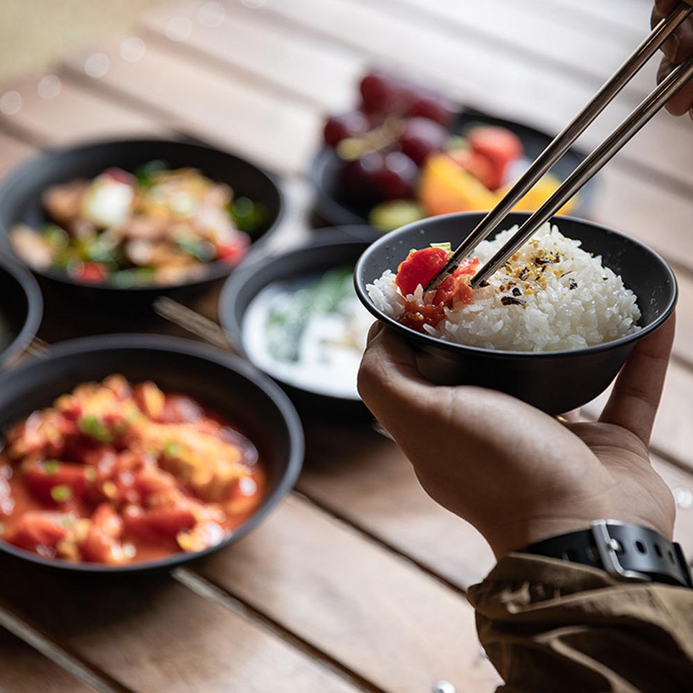 Набор посуды из нержавеющей стали с ти-покрытием, портативный набор посуды для кемпинга, пикника, барбекю и