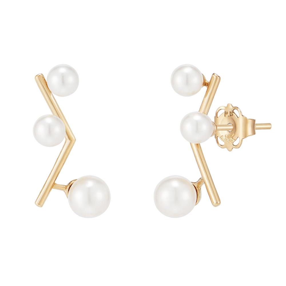 Paul Brial 14K Pearl Stick Earrings Pfge0012