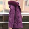 Middle Age Women's Winter Plus Size Jackets Elegant Faux Fur Collar Thick Warm Short Outerwears Loose Female Parkas Hooded