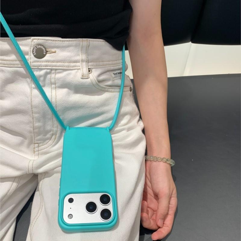 Чехол-lanyard из жидкого силикона для iPhone 17 Air 16 14 15 Plus 11 12 13 Pro Max, мягкий, противоударный, матовый