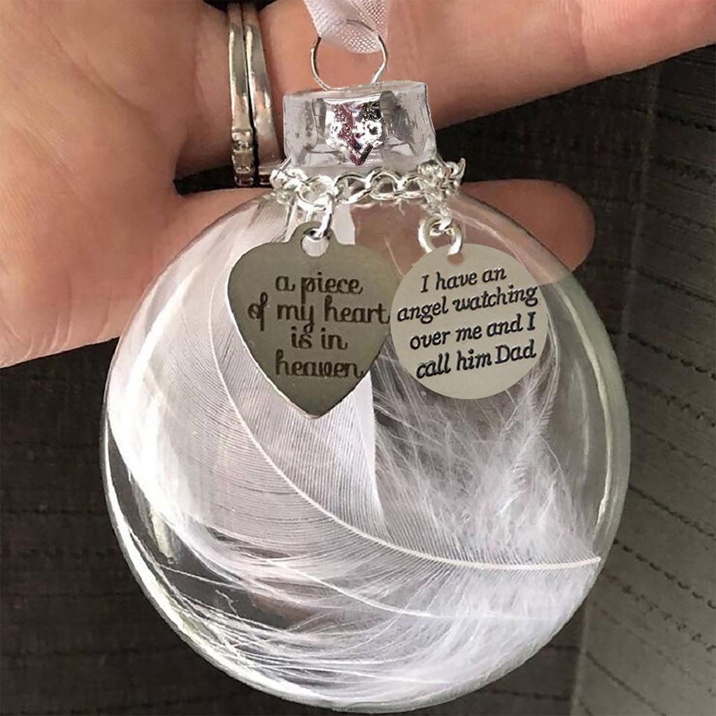 Очаровательный шар в форме сердца с перьями ангела, кулон «Часть моего сердца на небесах», памятный шар, украшение для дома, кулон