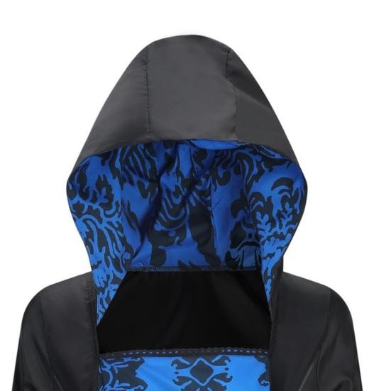 Женское платье для косплея в темном стиле, костюм для вечеринки на Хэллоуин, на шнуровке, с капюшоном, с цветочным принтом, подходящее по цвету, с длинными рукавами и рогами, платье трапециевидной формы