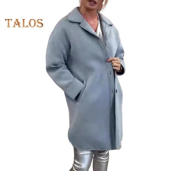 Женское зимнее пальто, однобортное, с отложным воротником в стиле ретро, с длинными рукавами, на пуговицах, кардиган средней длины, с разрезом, весна-осень, шерстяное пальто для активного отдыха