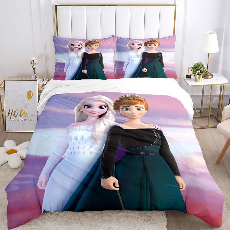 3pcs Elsa & Anna Frozen II Princess Print Cover Set Ultra Soft, Breathable, and Comfortable Bedding with Stylish Design for Bedroom and Guest Roo