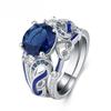 Кольцо Eurn Zircon Ring Пара колец Eurn Blue Spinel Jewelry Drop Glue Пара колец