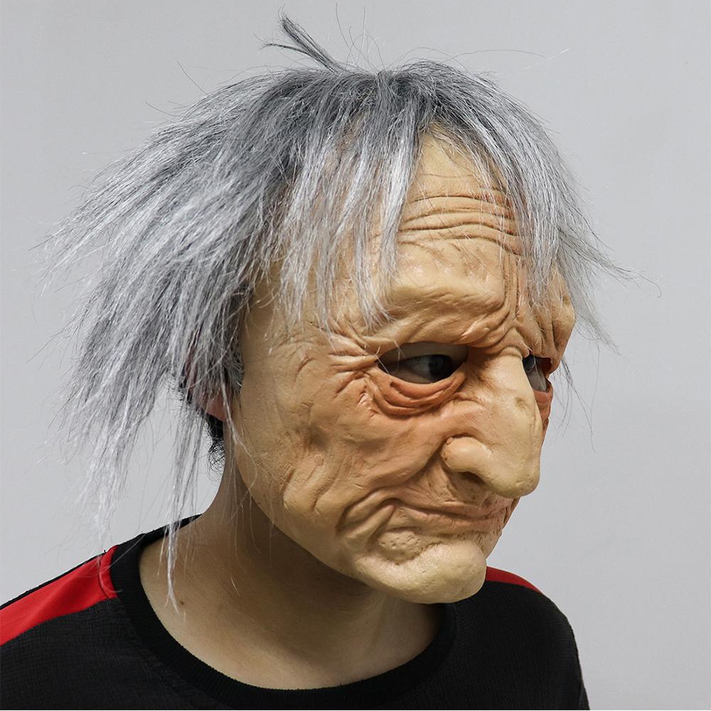 Scary Old Man Mask Realistic Wrinkle Face for Halloween Cosplay Party Props