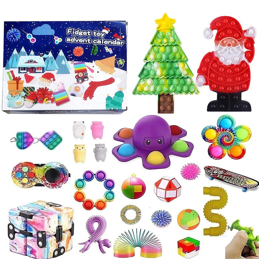 24 Days Christmas Countdown Calendar Bubble Sensory Toy Set with Box Accessories