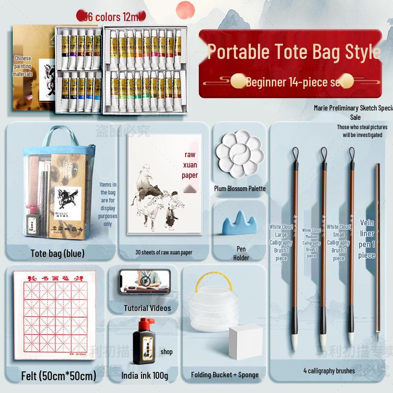 Набор Марии для начинающих из 12 цветов для детской живописи тушью с кистями