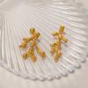 NEW BOHO IRREGULAR EMBOSSED CORAL OCEAN DESIGN EARRINGS Dazan INS 18k Gold Plated Hypoallergenic Stainless Steel BIKINI Jewelry