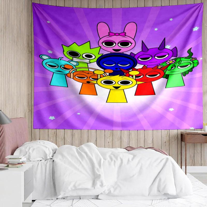 1PC Colorful Sprun-ki Robot Party K-pop music group Tapestry Accessories for Bedroom,Livingroom, dormitory Room Wall Decor Fan Birthday Gifts
