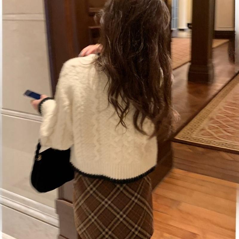 Весна Осень Корейско-Французский Ретро Ленивый Стиль Мягкий Вязаный Свитерок Топ для Женщин