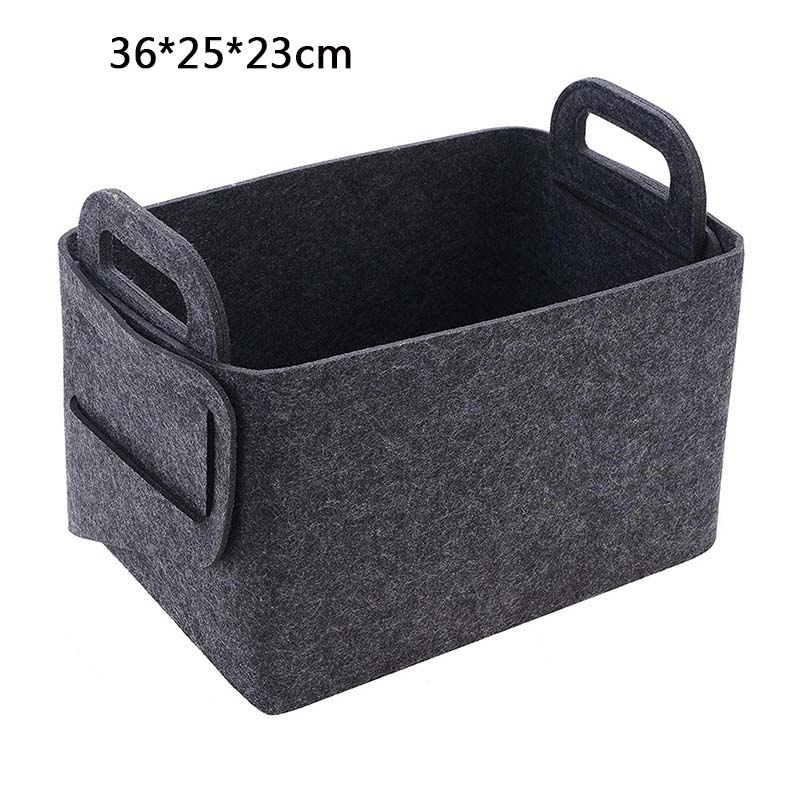 Foldable Felt Sundries Storage Basket With Handle Cosmetics Container Multifunction Laundry Storage Basket Desktop Organizer