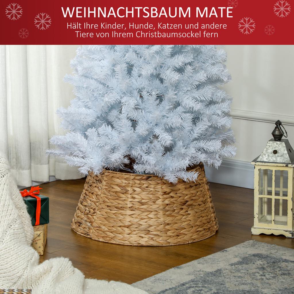 Christmas tree stand cladding, rustic, woven pattern, water hyacinth, metal reinforcement