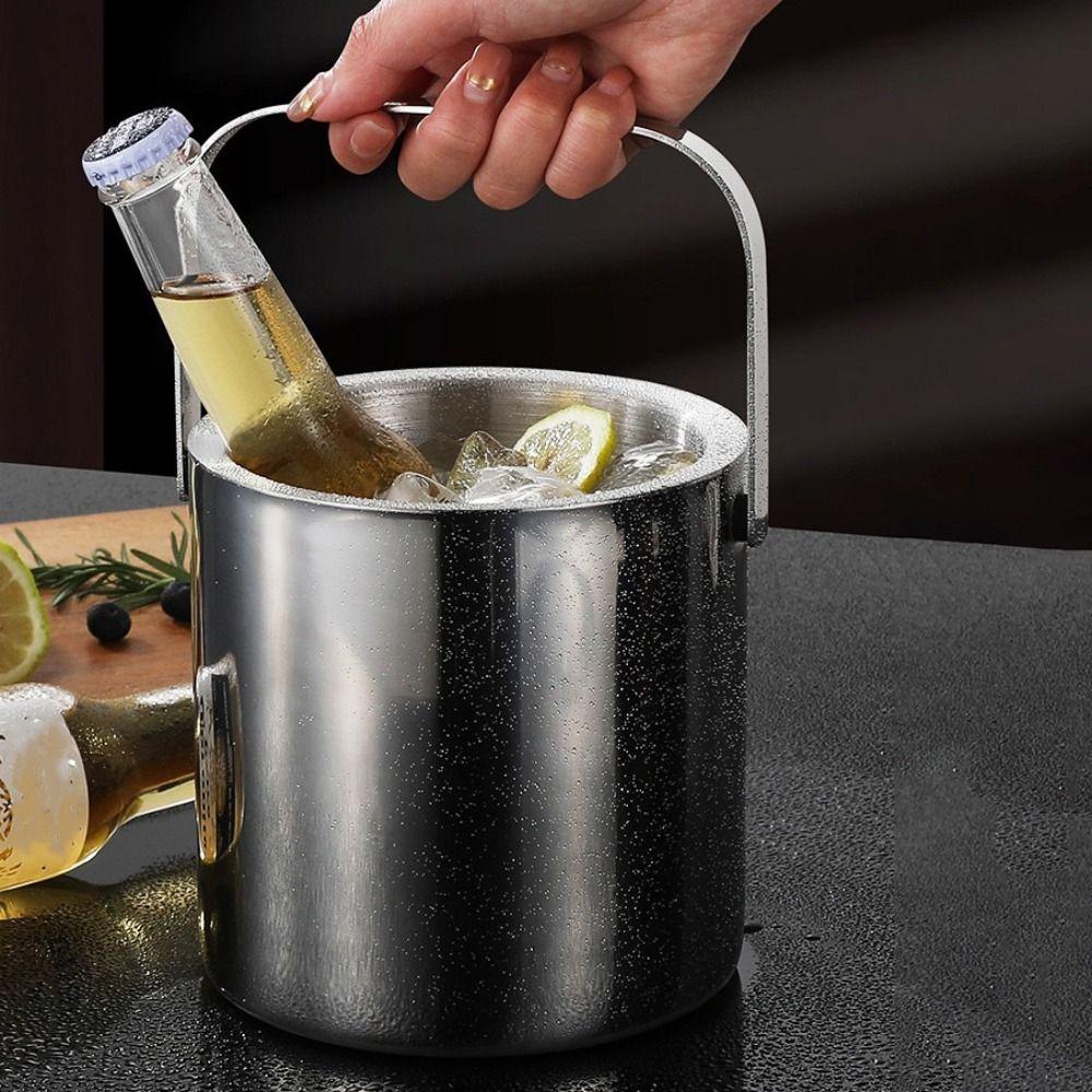304 Stainless Steel Bar Insulated Ice Bucket 3.0/1.3 L Bar Drink Cooler  Pub
