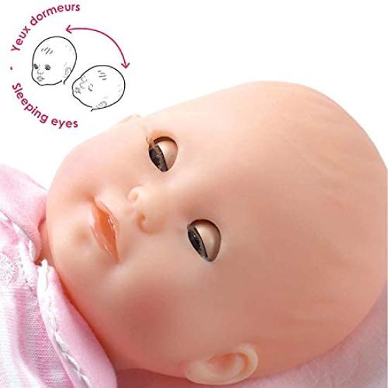 Corolle Calin Charming Pastel Baby Doll Soft Body Doll with Pink Sleeping Openable and Vanilla Ages 18 Months and Up Bébé - 12-inch Outfit, Eyes,