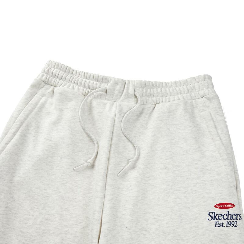 Skechers Яркая Повседневная Серия Принт с Логотипом-Буквой Прямые Трикотажные Спортивные Брюки Унисекс Светло-Белый Серый L124U027-0248