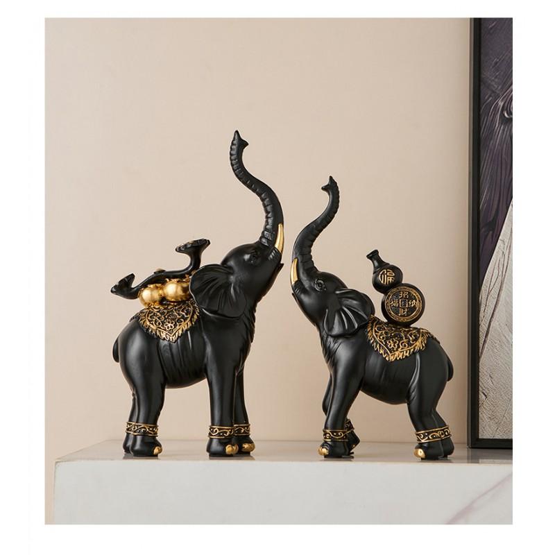 Elegant Chinese-Style Resin Elephant Figurine Living Room TV Cabinet Office Decor Gift