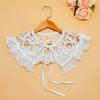 Women Girls Vintage Lolita False Fake Collar Shawl Sweet Ruffles Lace-Up Bow Decorative Necklace Choker Short Poncho