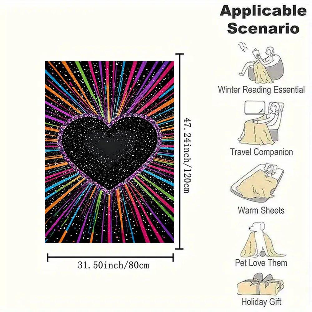 "Colorful Heart Glitter Phone Case Cover"Blanket Flannel Throw Blanket for Sofa, Bed, Travel, Camping, Office, Couch, Chair, And Bed Gift fo