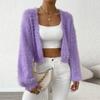 Women's Fall and Winter Loose Loose Versatile Knitted Cardigan Plush Short Top Sweater Coat