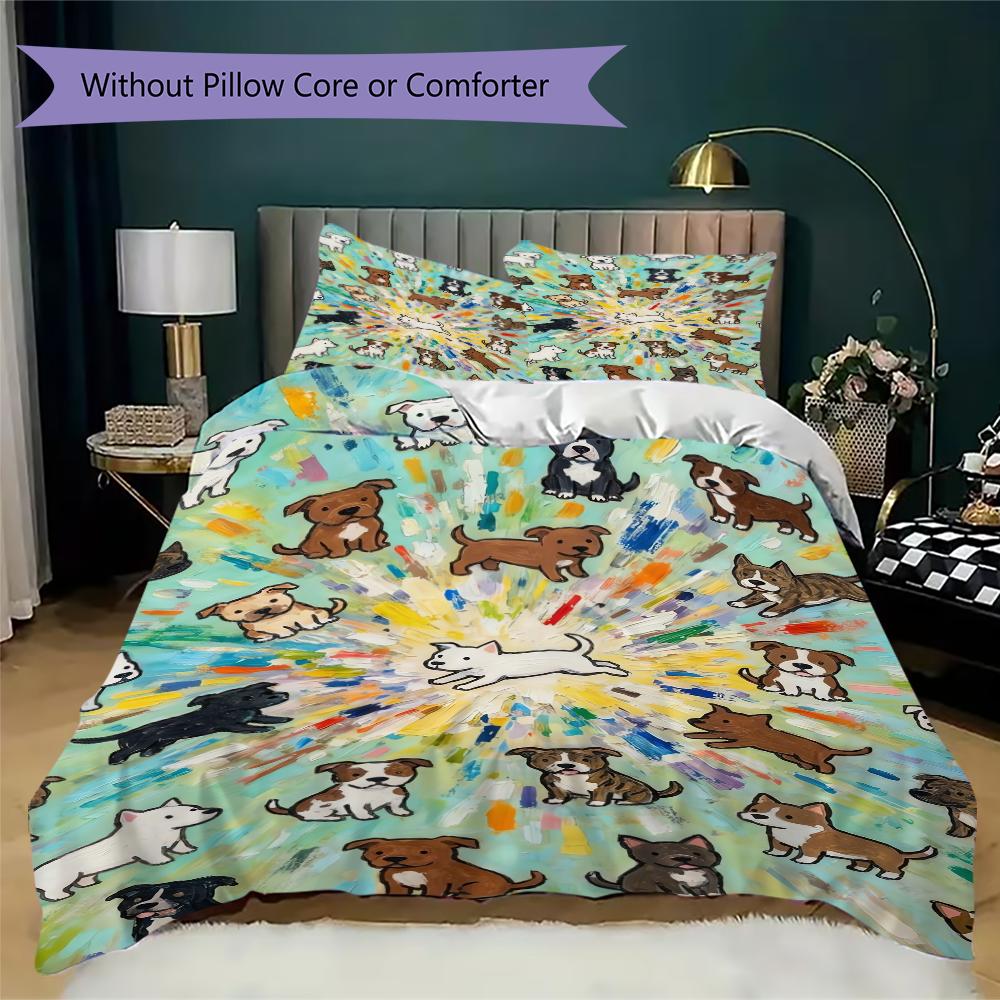Cute animals Pattern Bedding uilt Set uilt Cover Pillowcase Home Decoration Birthday Gift (1 * duvet cover + 2 * pillowcase without core)