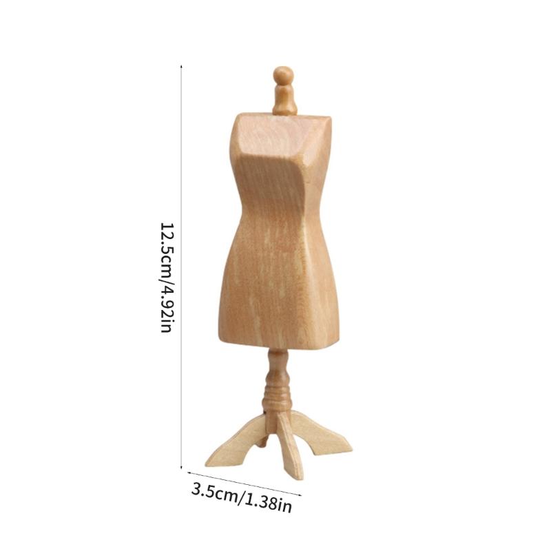 1/12 Scale Wooden Dollhouses Mini Sewing Scene Accessory Body Miniature Mannequin Stand For Craft Enthusiasts