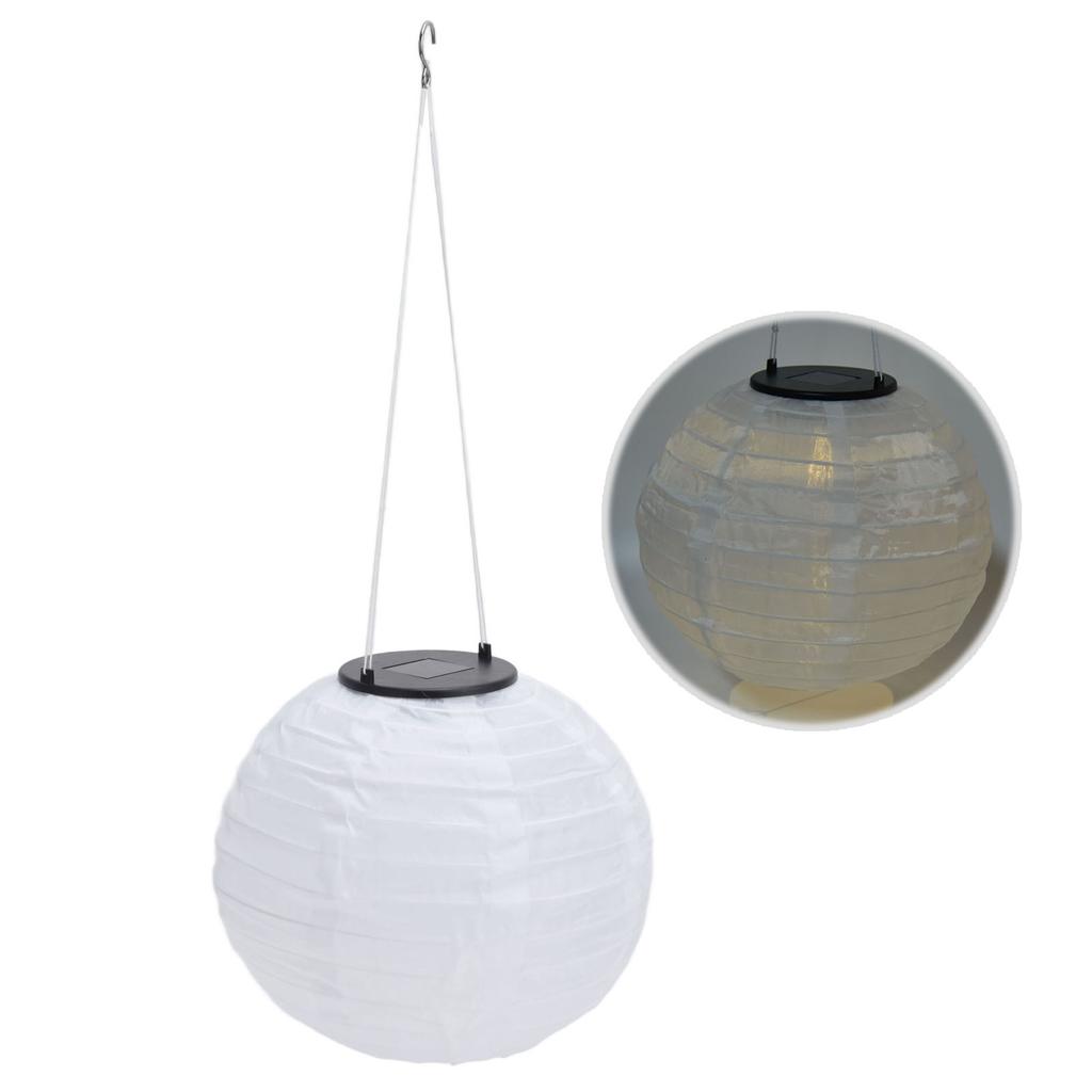 Waterproof LED Solar Cloth Chinese Lantern Outdoor Wedding Party Garden Hanging Hook Lamp