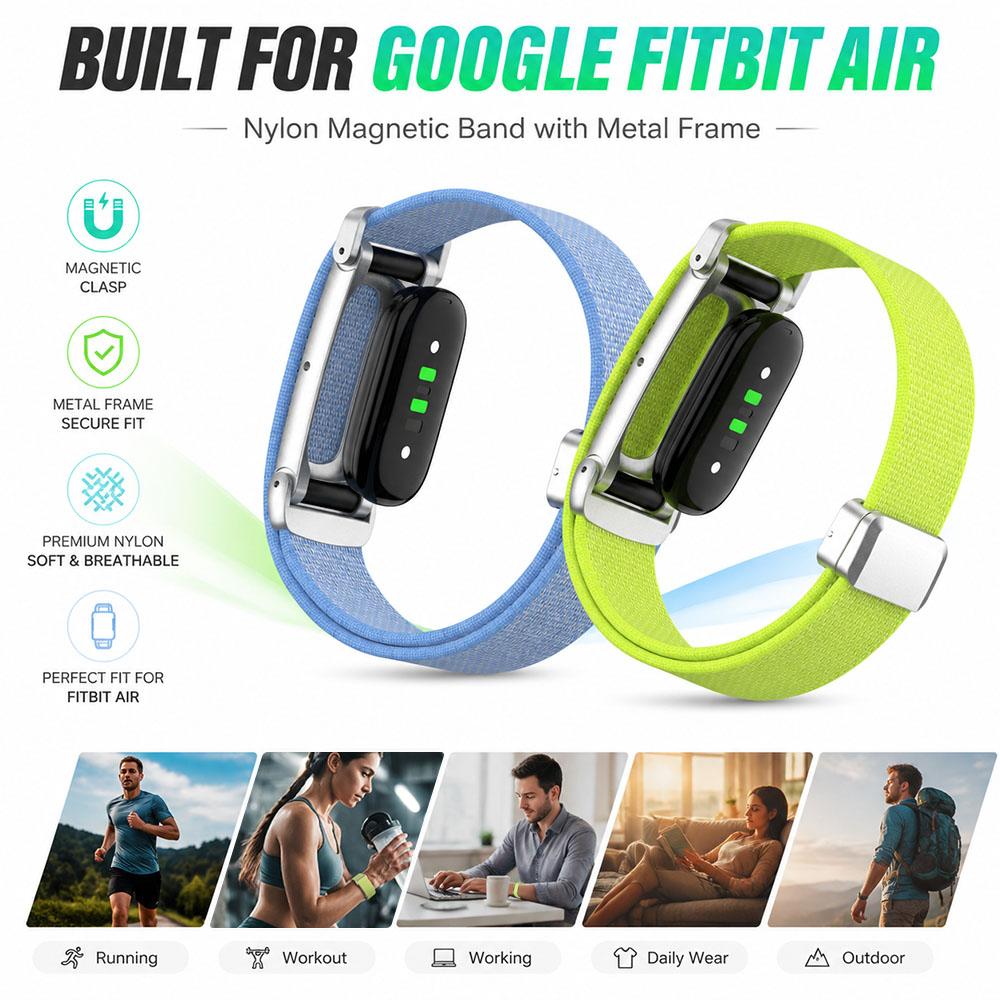 Магнитный нейлоновый ремешок для запястья, совместимый с Google Fitbit Air, влагостойкий, легкий, прочный, аксессуары для фитнес-трекера, нейлоновый ремешок