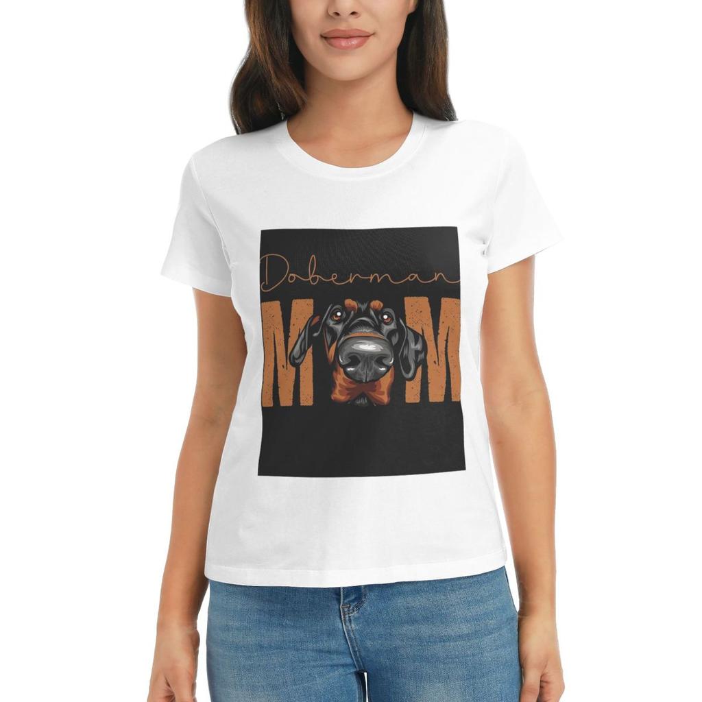 Женская футболка DoberUnisex Мама Собака Летние футболки с коротким рукавом Круглый вырез Хлопковые футболки Одежда Топы Уличная одежда