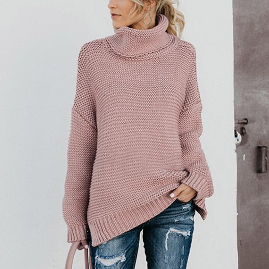 Women's Casualsolid Color Casual Thick Line Long Sleeve Turtleneck Sweater