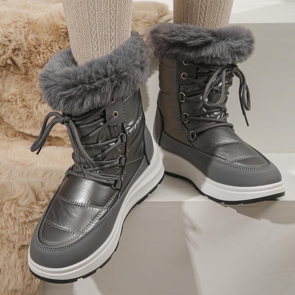 Fashion Winter Waterproof Snow Boots for Women 2024 New Thick Plush Platform Ankle Booties Female Non Slip Warm Cotton Shoes Plus Size