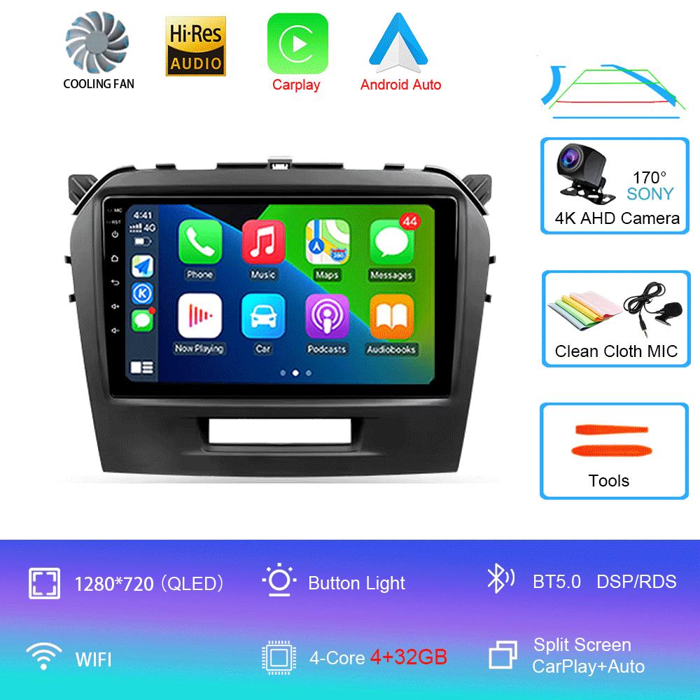 Автомобильное радио Android 14 Carplay Auto для Suzuki Vitara 2015 2016 2017 2018 2019 Мультимедиа Видеоплеер Навигация GPS Стерео Аудио