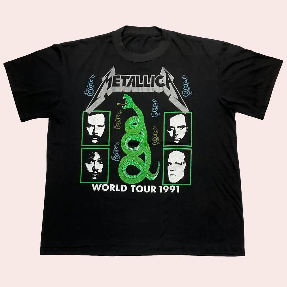 Metallica 1991 Мировой Тур День на Зеленом Черный Унисекс S-4XL Унисекс Футболка
