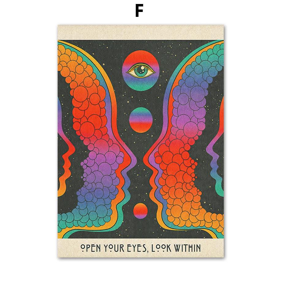 Психоделический глаз гриб рок-группа ретро бохо настенное искусство скандинавские постеры картины на холсте принты настенные картины для декора гостиной