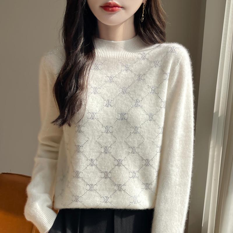 Женский кашемировый свитер Qinghe Cashmere 30% кашемир 70% шерсть Осень и Зима Пуловер Теплый и Модный